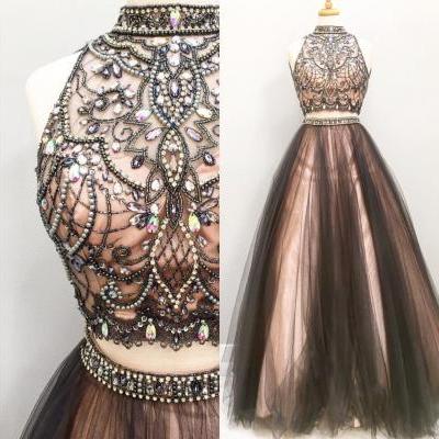 Two Pieces Tulle Prom Dress,Long Prom Dresses,Charming Prom Dresses,Evening Dress, Prom Gowns, Formal Women Dress,prom dress,F261