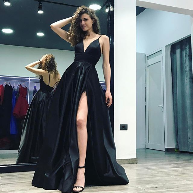black satin dress prom