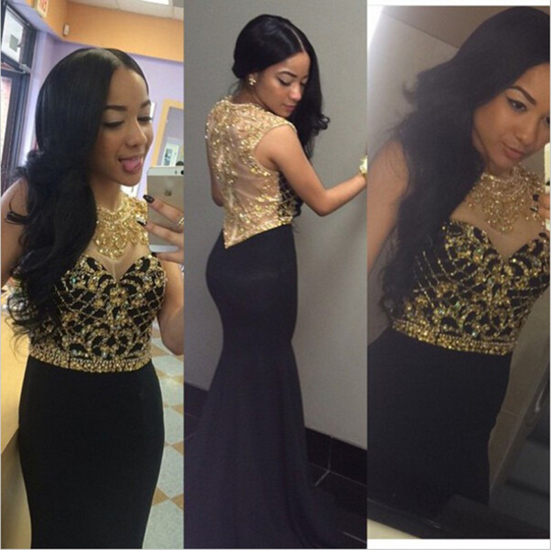 Dark Gray with Gold Beading Prom Dresses