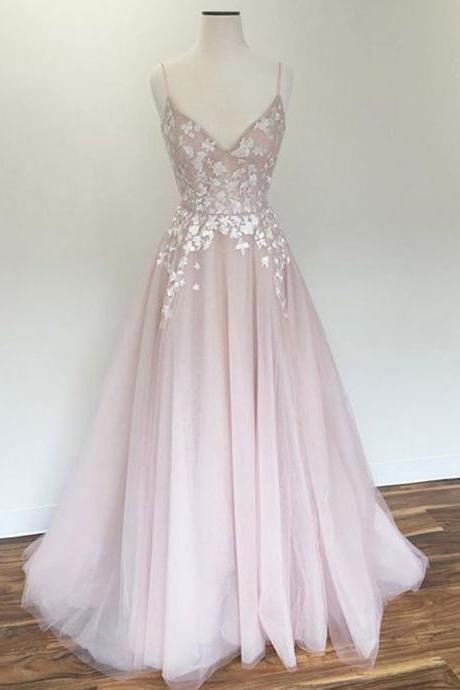 Modern Blue Spaghetti-Straps Ball Gown Evening Dress Tulle Layered Sweetheart With Appliques main image 1