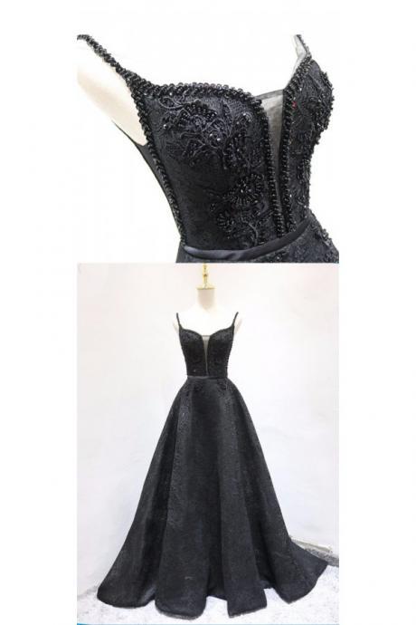 Black Ball Gown Beaded Prom Dress,Prom Dress,Prom Dresses,Long Prom Dress Z439