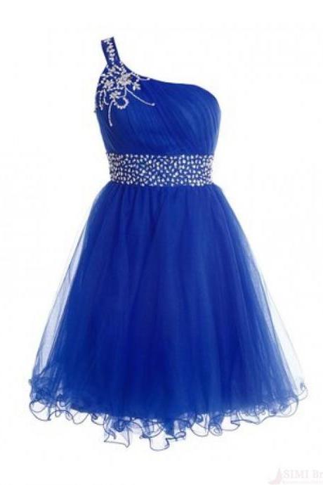 One Shoulder Royal Blue Homecoming Dress,Sexy Party Dress,Charming Homecoming Dress,Pretty Graduation Dress,Homecoming Dress ,H62