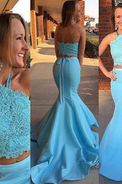Halter Two Pieces Charming Prom Dress,Long Prom Dresses,Charming Prom Dresses,Evening Dress Prom Gowns, Formal Women Dress,prom dress,F157