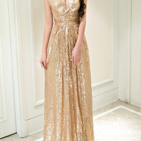Gold Elegant Prom Dress,lo..